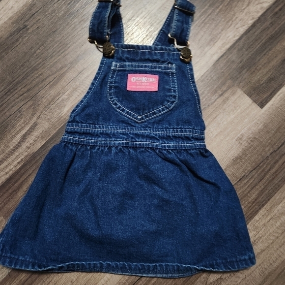 Oshkosh Denim Dress With Criss Cross Back Size 12mo Vintage - Picture 1 of 4